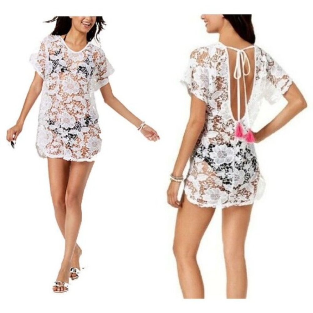 Miken Swim Crocheted Tie-Back Cover-up